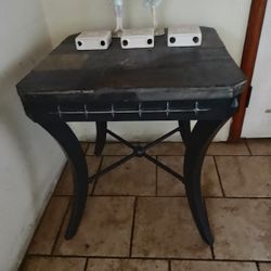 Stone Top, Iron Wrought Corner Table