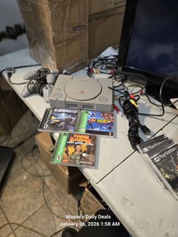 Sony PlayStation PS1 Console Bundle + 3 Games New Laser Installed Tested