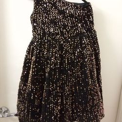 Girl's Black/Gold Sequence Dress