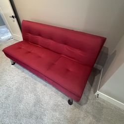 Modern Red Futon Sofa Bed – Convertible & Space-Saving