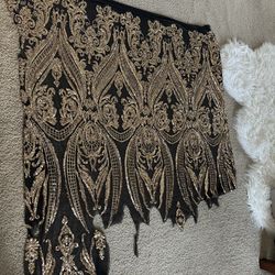 Gold Stretch Sequin/Gold Sequin on Black 4 way stretch mesh/Gold Sequin 1 Piece