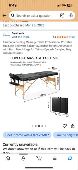 Portable massage table