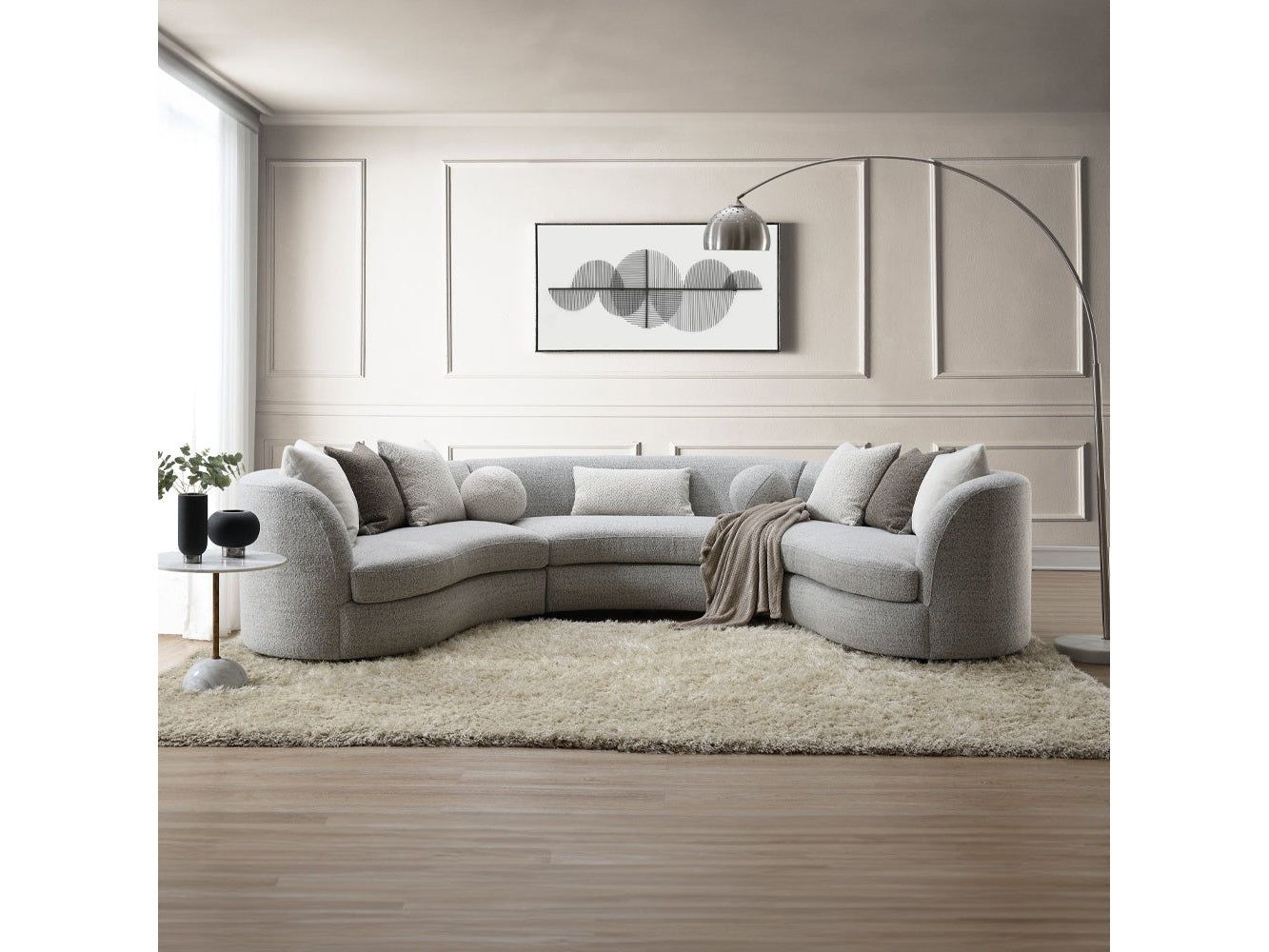 Ivria Gray Sectional Sofa W/9 Pillows