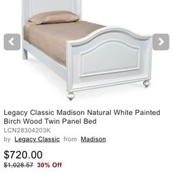 Classic Madison Natural White Birch Wood Twin Panel Bed