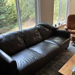 Brown Leather Couch With Pull Out Bed