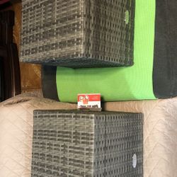 Set Of 2 Wicker Ottoman