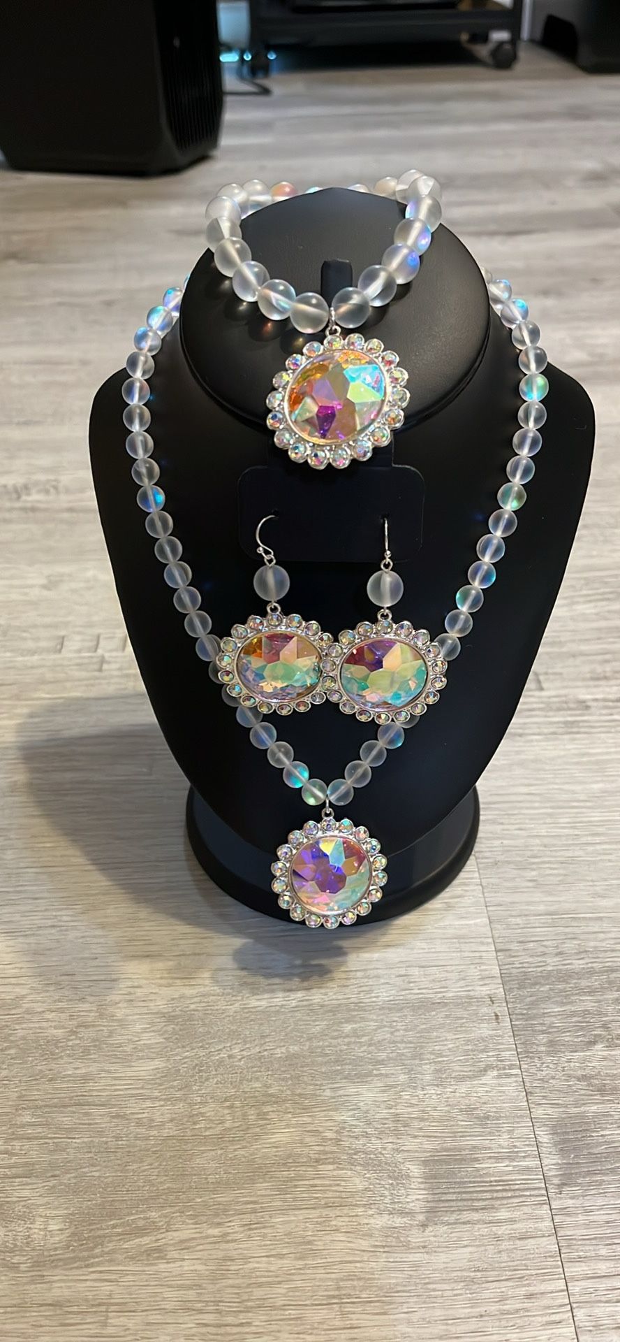 Moonstone Necklace, Bracelet, Earrings