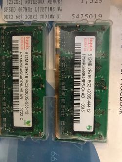 512 MB x 2 = 1gb notebook ram.