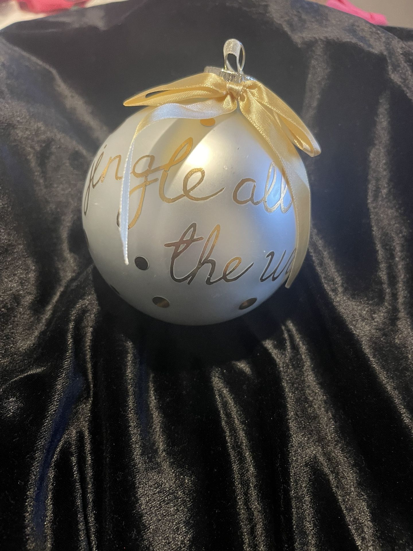 Christmas At Biltmore Ball With Gold Spots And Ribbon