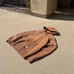 Stüssy Pigment Dyed Workwear Hoodie Brown Patch Logo Size Small