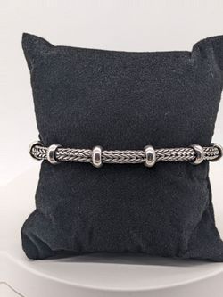 Heavy 925 BA Sterling Silver Balinese Byzantine Link Bracelet 25.42g