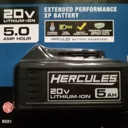 Brand NEW HERCULES 5 AmpHour Lithium Ion 20 Volt Battery