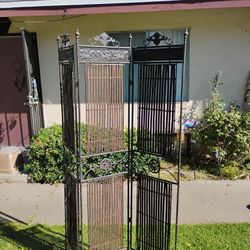 vintage bamboo wrought iron room divider