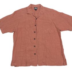 Tommy Bahama Men’s Button Up M Pink Pocket Short Sleeve Shirt 100% Linen Casual