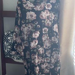 Long Sleeve Flower Dress - XL
