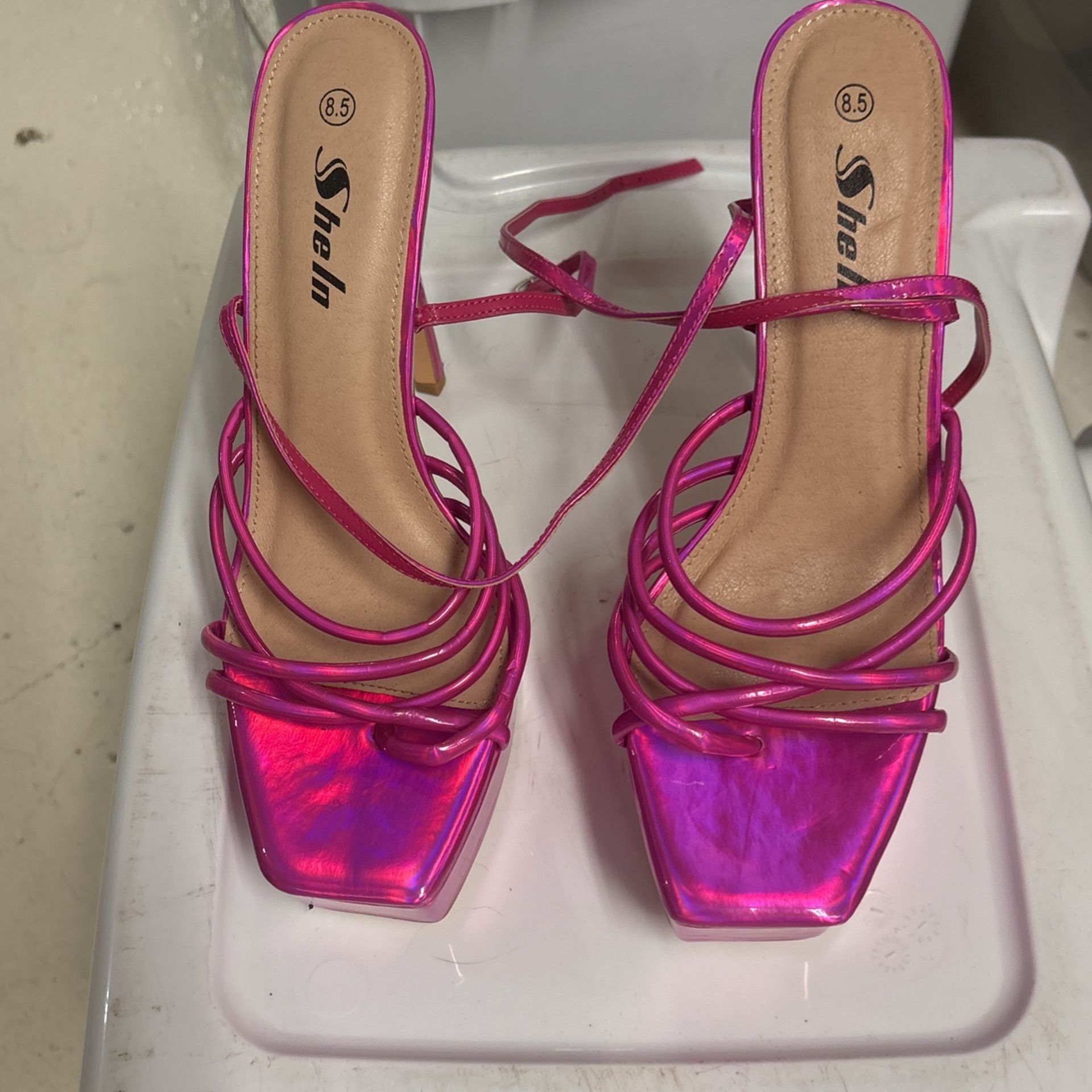SHEIN Pink Metallic Heels Size 8.5