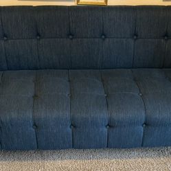 mclarnan contemporary tufted 3 seater sofa navy blue/brown - christopher knight home mclarnan contemporary tufted 3 seater sofa navy blue/brown - chri