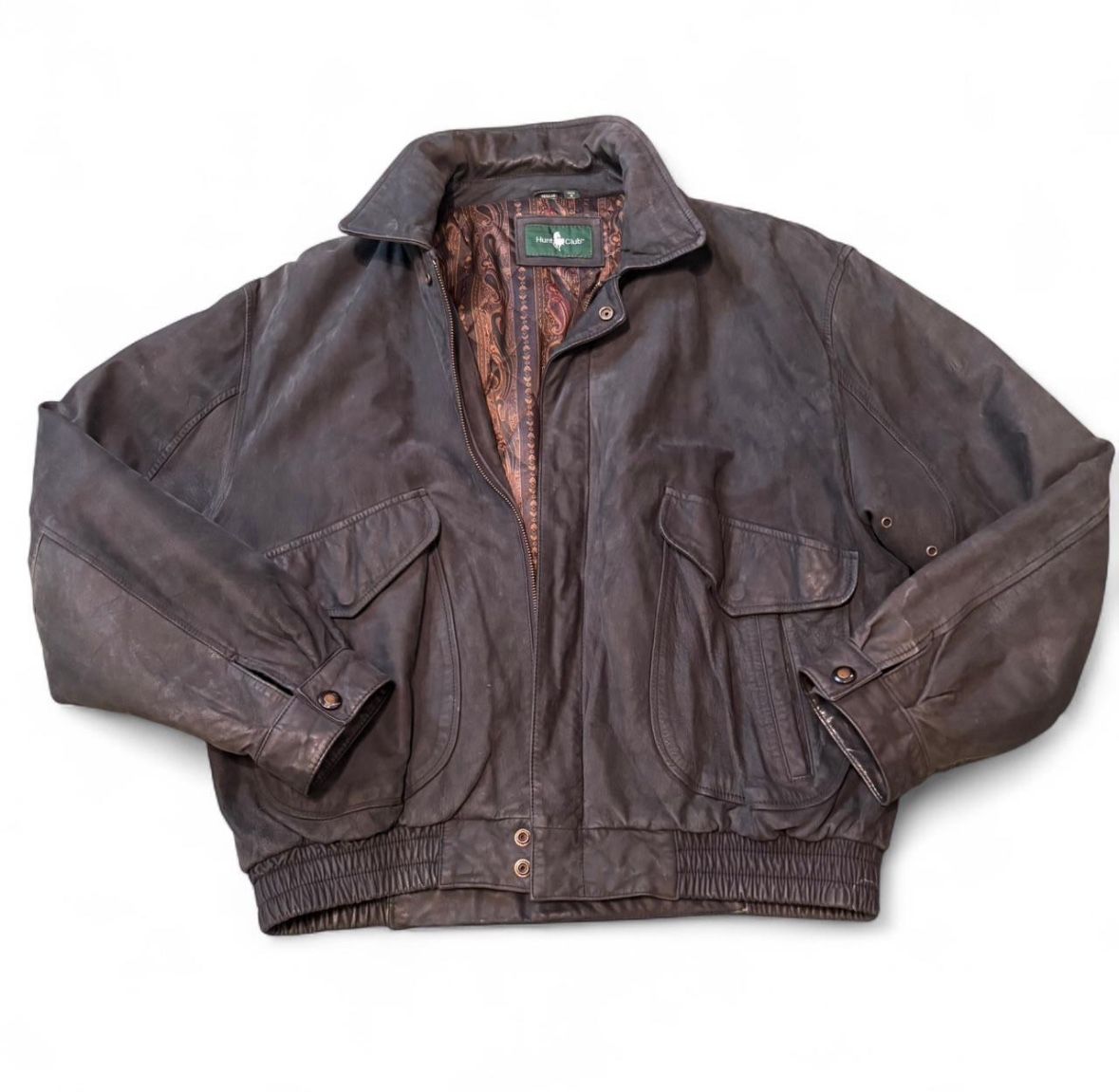 Vintage Hunt Club Newbuck Leather Bomber Jacket