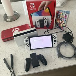 OLED Switch With Mario Case And Mario Kart 8