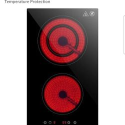 New KPUY 2 Burner Electric Cooktop(220-240V for Hard Wire,No Plug), 3200W 12 Inch Built-in Countertop Burner, Sensor Touch, 9 Power Levels, Timer 