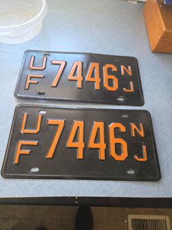 Steel antique license plates from New Jersey. In very good condition, you get both