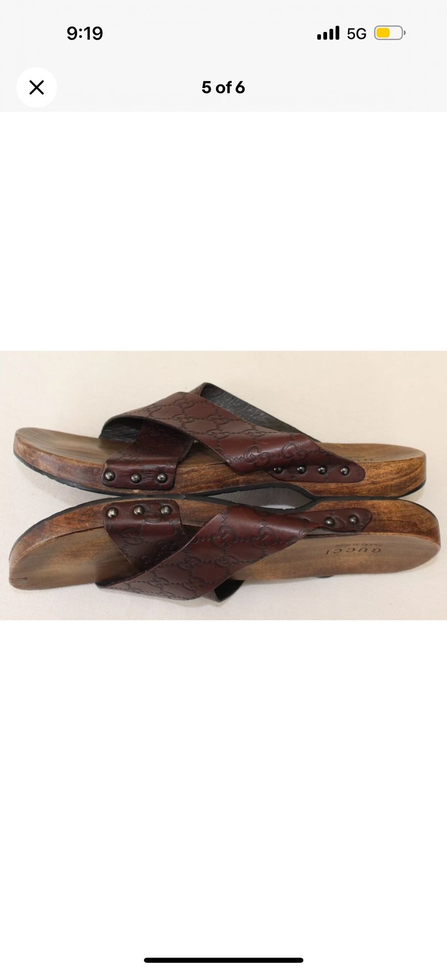 Gucci Brown Guccissima Leather Slide Sandals Size 10 Wooden Rare