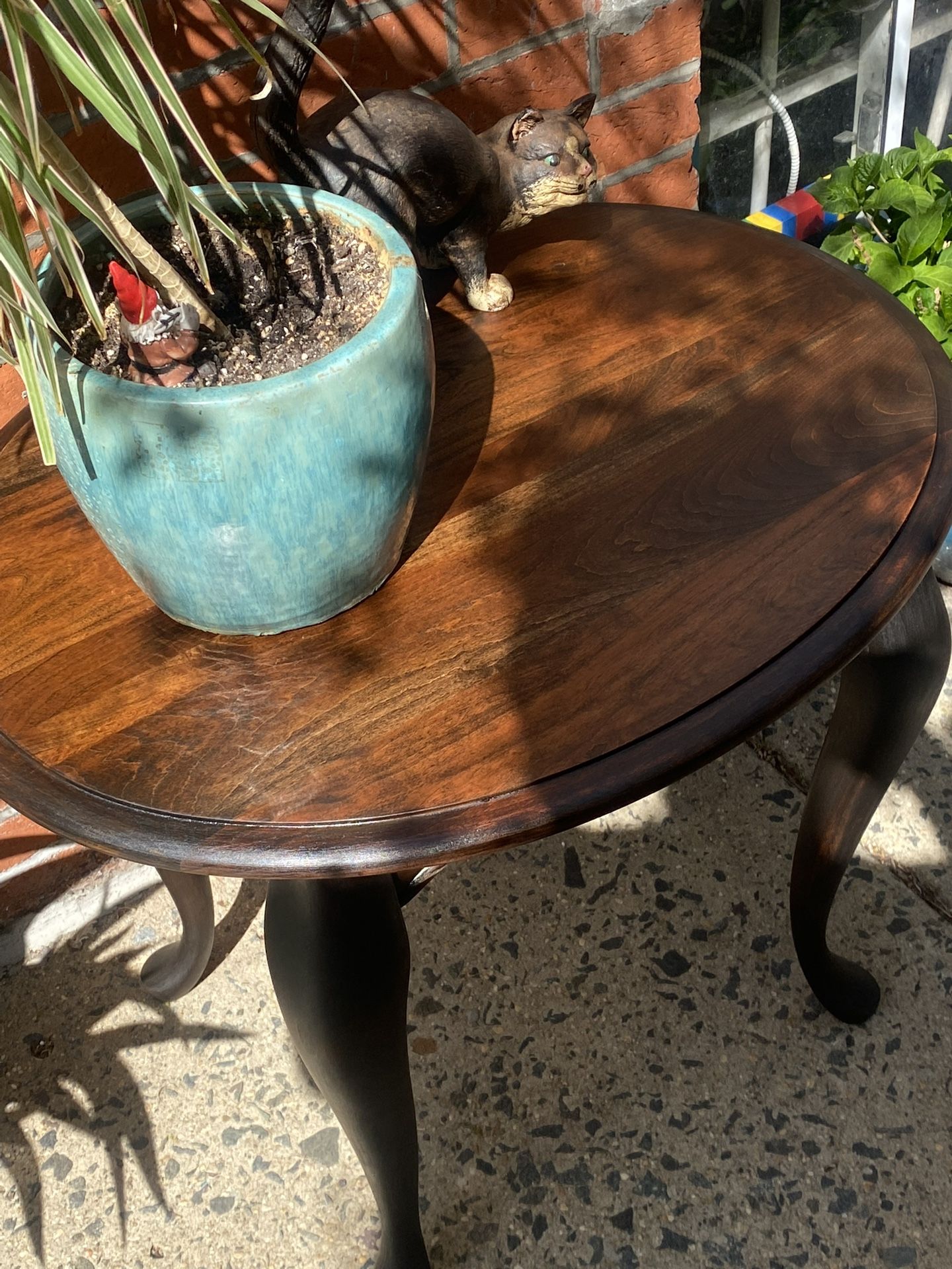 Recently Saved, And Refurbished Mid Century Solid Queen Anne Style Oval End Table / Side Table