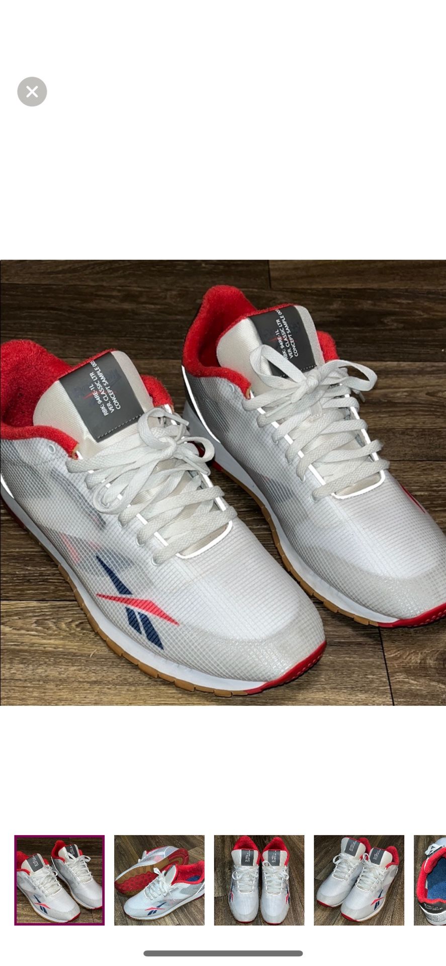 Reebok White and Red Sneakers Size 14
