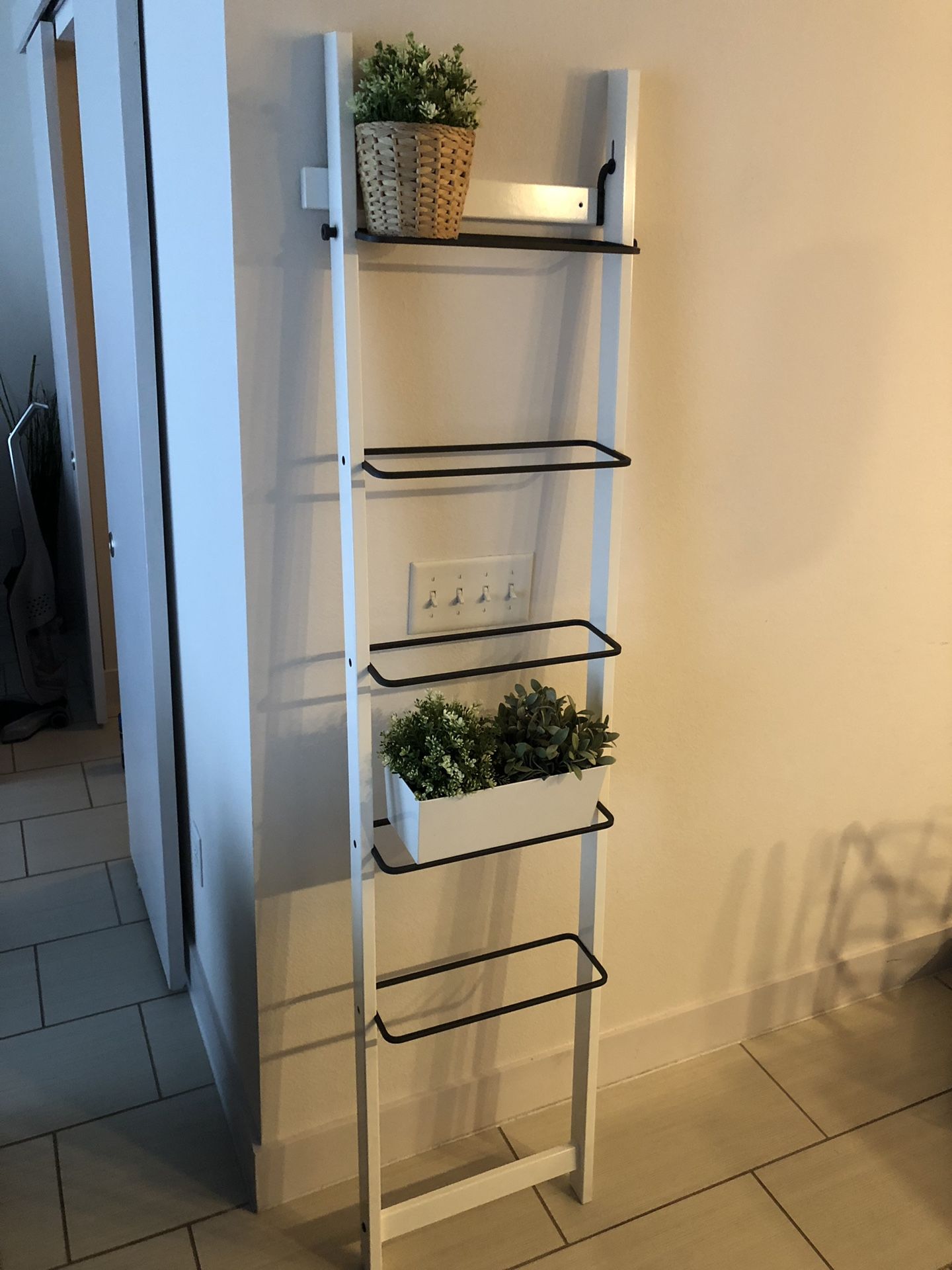 IKEA HJALMAREN wall towel shelf, white-black