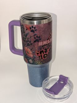 Mama Bear inspired floral Glitter tumbler -Brand new