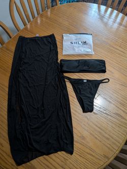 Black Swimsuit With Skirt Cover Up