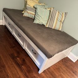 Hand Made Day Bed With 3 Rolling Storage Drawers