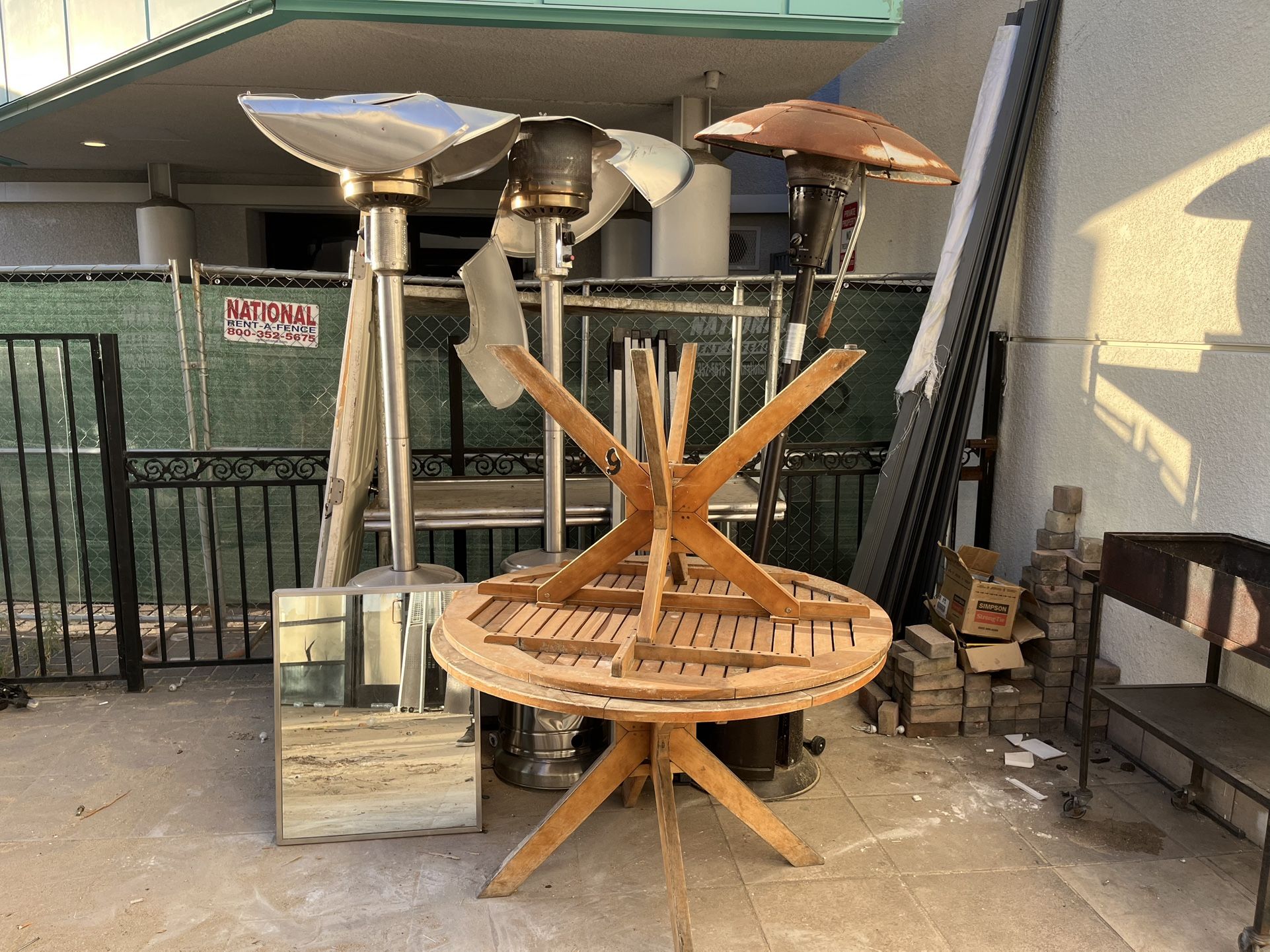 Heaters Tables Mirrors Stainless Steal Tables And Tent