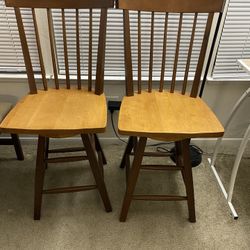 Wooden swivel Counter Top chairs - set of 2