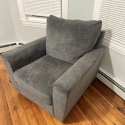 Gray  Chair And Ottoman 