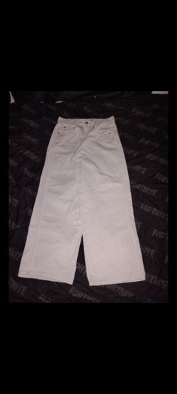 White salvage denim baggy pants