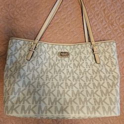 Michael Kors Large Tote Bag, Vanilla Cream Coated Canvas 