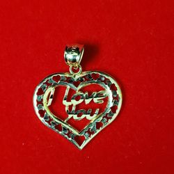 10kt Gold I Love You Heart Pendant 