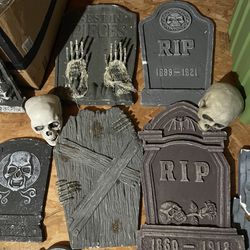 Grave Markers and Halloween Decor