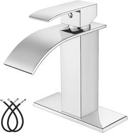 Waterfall Spout Bathroom Faucet Single Handle  
