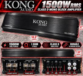 KONG AUDIO 1500W RMS MONOBLOCK BASS AMPLIFIER $150 Each