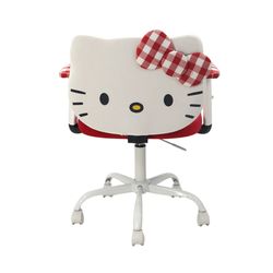 Hello Kitty Vanity Chair w armrest, Swivel chair. Red / White Gingham. New Especial price 