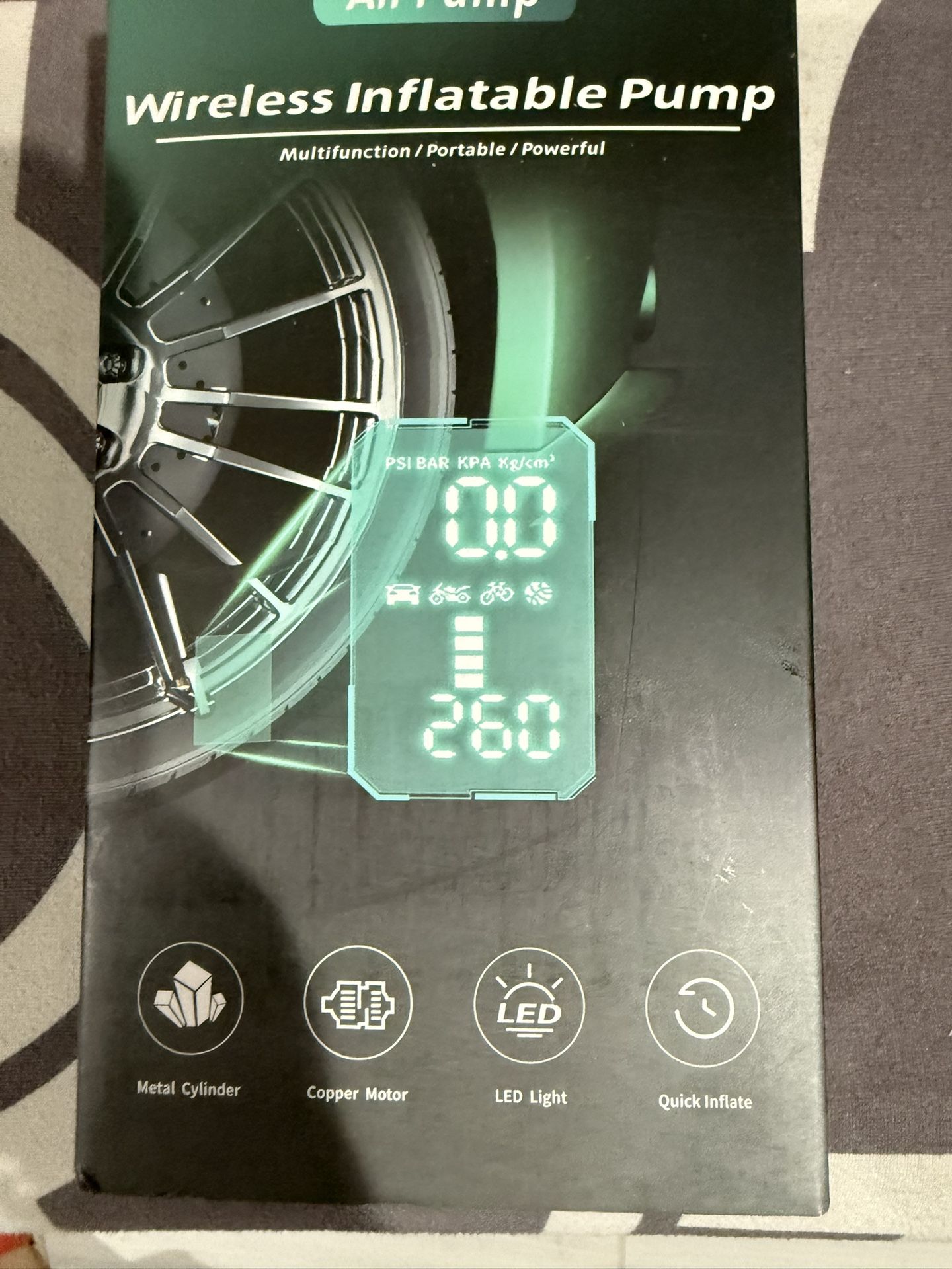 Portable Tire Inflator, Electric Air Pump 150PSI with Pressure Gauge, Heat Dissipation, Rechargeable, Power Bank, Tire Pump for Bike, Motorcycle, Tire