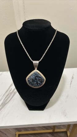 Byzantine/blue Pietersite-silver Necklace