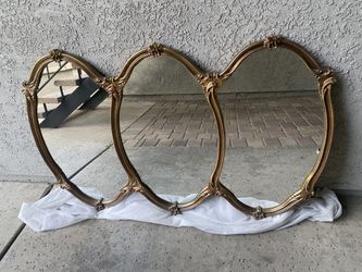 Mid Century Hollywood Regency Style Triple Ring Gilded Wood Mirror