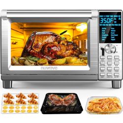 Nuwave Bravo Air Fryer Toaster Smart Oven, 12-in-1 Countertop Convection, 30-QT XL Capacity, 50°-500°F Temperature Controls, Top and Bottom Heater Adj