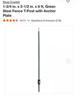 Green Steel Fence T-Post with Anchor Plated- 6 foot - 25 count