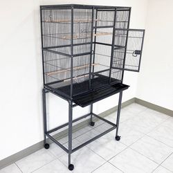 New in box $135 Large 63” Bird Cage, Rolling Stand, Plastic Tray, Size 32x19x62” for Mid-Sized Parrots