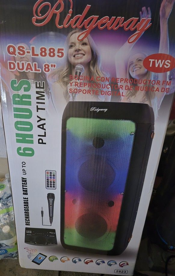 Bluetooth Speaker With Microphone Remote Lights