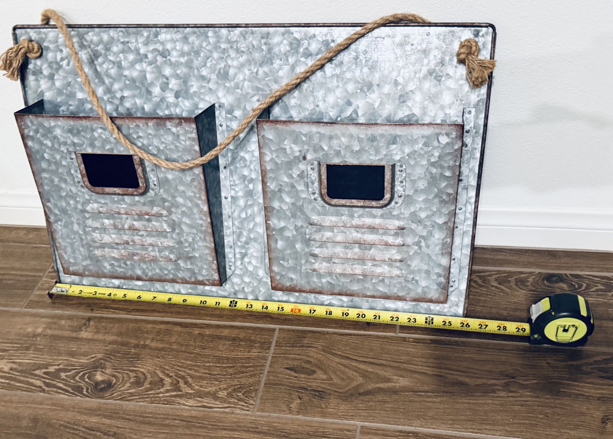 Wall Mail Organizer Storage Magazine Hanging Metal With Rope